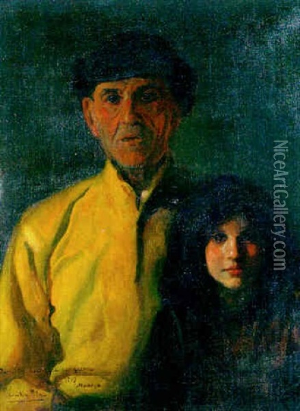 El Pescador Con Su Nieta Oil Painting - Cecilio Pla