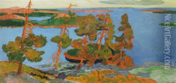 Solbelysta Tallar, Nordingra Oil Painting - Helmer Osslund