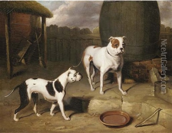 "crib" And "rosa" By A Barrel (after Abraham Cooper) Oil Painting - Samuel Raven