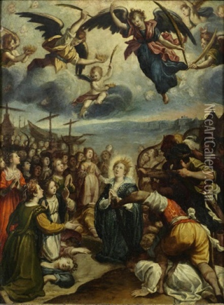The Martyrdom Of Saint Ursula Oil Painting - Peter de Witte the Elder