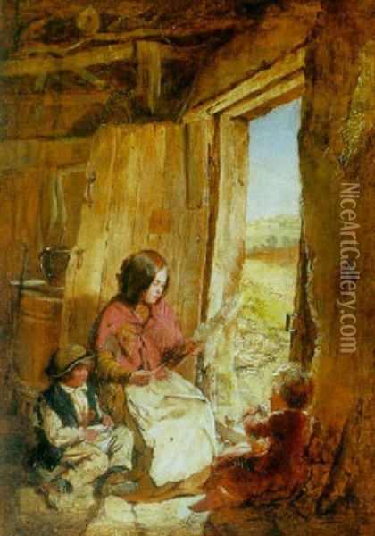 The Old Cabin Door Oil Painting - Erskine Nicol