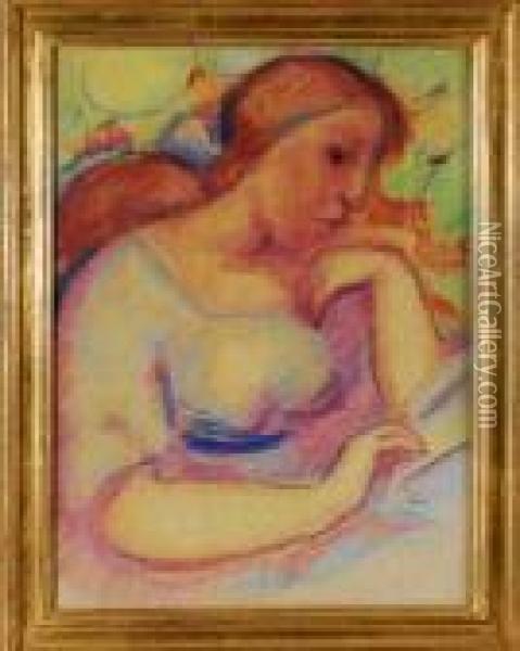 Femme A Lalecture Oil Painting - Andre Julien Prina