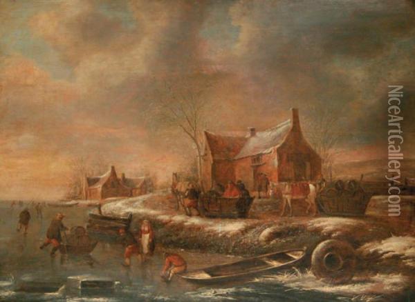 Paysage D'hiver Oil Painting - Thomas Heeremans