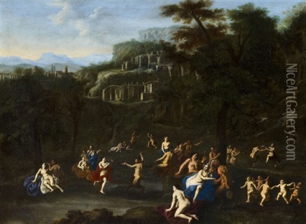 Landscape With Nymphs And Satyrs Oil Painting - Daniel Vertangen