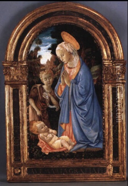 La Vierge Priant Avec L'enfant Jesus Et Saint Jean-baptiste Oil Painting - Filippo (Filippino) Lippi