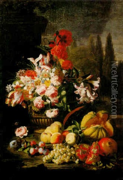 Blumen Und Fruchtestilleben Oil Painting - Abraham Brueghel