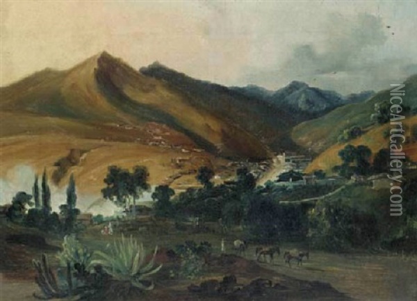 Vistas De Las Minas De Angangueo - Mexico Oil Painting - Johann Moritz Rugendas