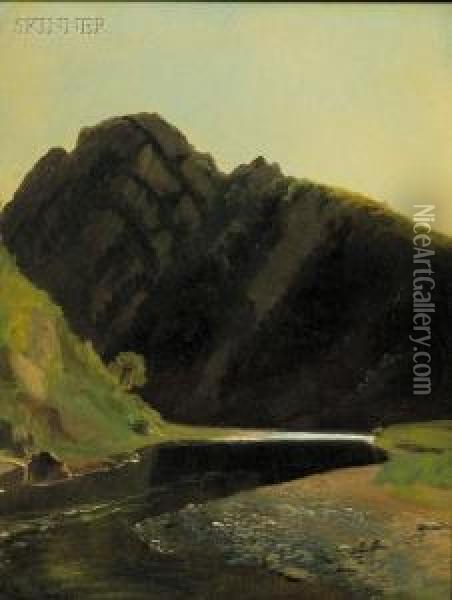 Edge Of The Lake / A Landscape Study Oil Painting - James McDougal Hart