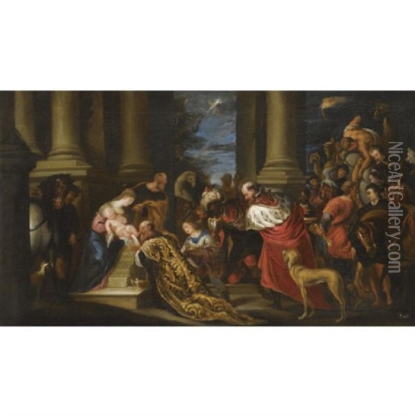 The Adoration Of The Magi Oil Painting - Juan Antonio Frias y Escalante