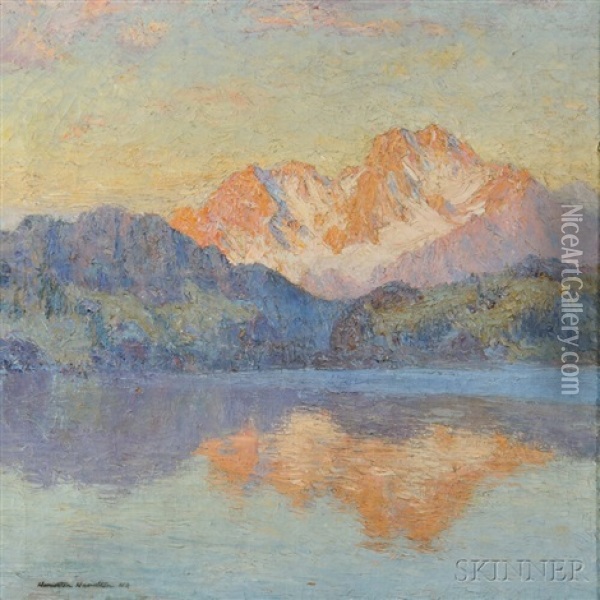 Mountain At Sunset Oil Painting - Hamilton Hamilton