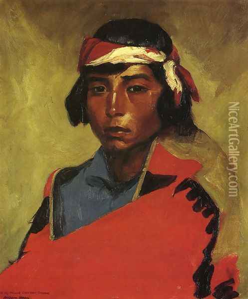 Young Buck Of The Tesuque Pueblo Oil Painting - Robert Henri