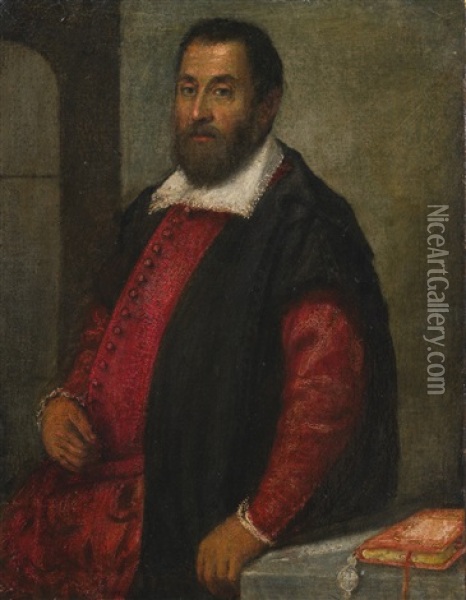 Portrait Of A Man, Said To Be Jacopo Foscarini, Podesta Of Padua (1523-1603) Oil Painting - Giovanni Battista Moroni