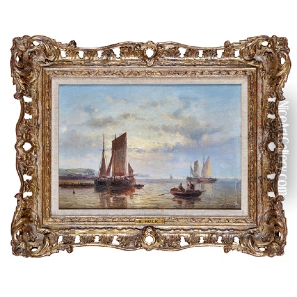 Shipping Off The Coast In Calm Seas Oil Painting - Abraham Hulk the Elder