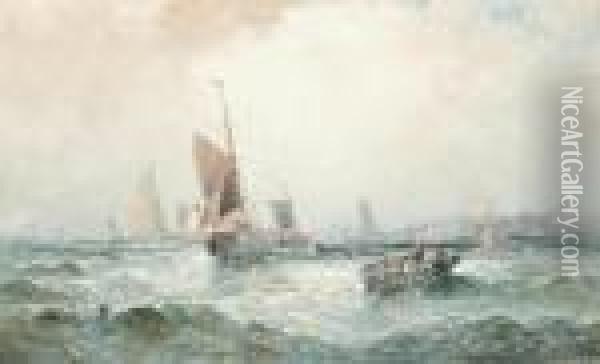 Congested Waters In The Channel Oil Painting - William A. Thornley Or Thornber