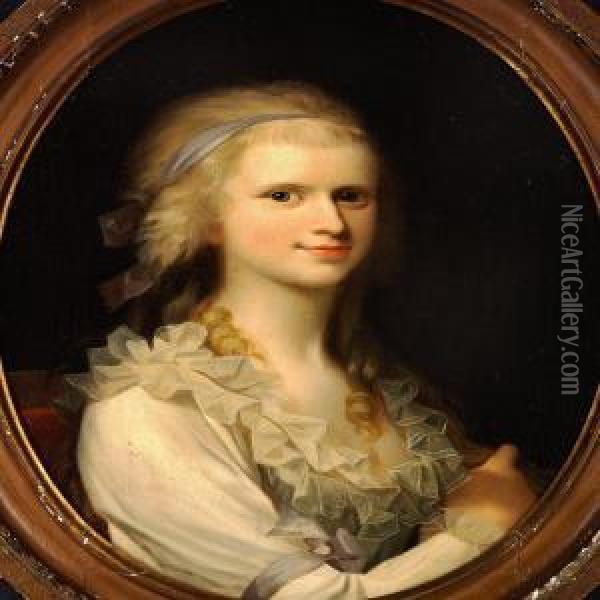 Portrait Of A Young Woman With Blond Hair Oil Painting - Jens Juel