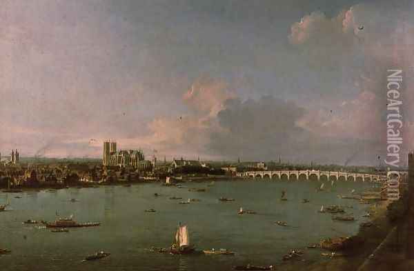 View of the Thames from South of the River Oil Painting - (Giovanni Antonio Canal) Canaletto