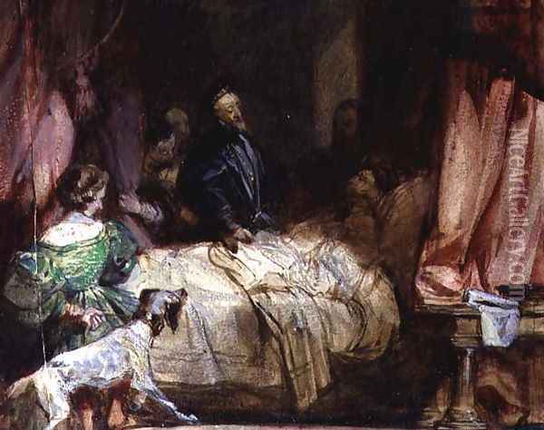 Charles V visits Francis I after the Battle of Pavia c.1827 Oil Painting - Richard Parkes Bonington