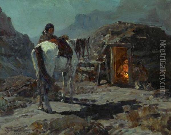 Home Of The Navajo Oil Painting - Frank Tenney Johnson