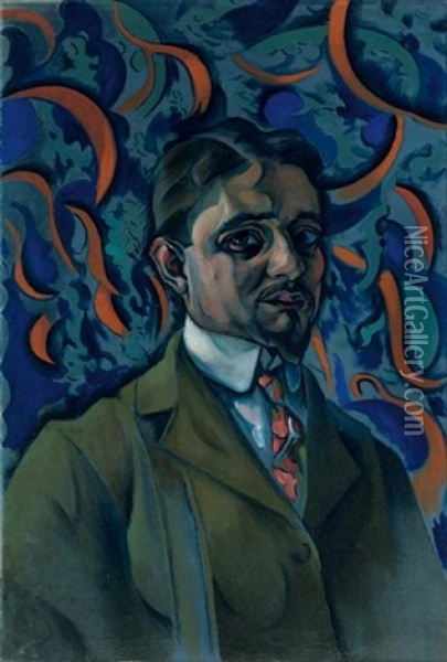 Self Portrait Oil Painting - Vladimir Davidovich Baranoff-Rossine
