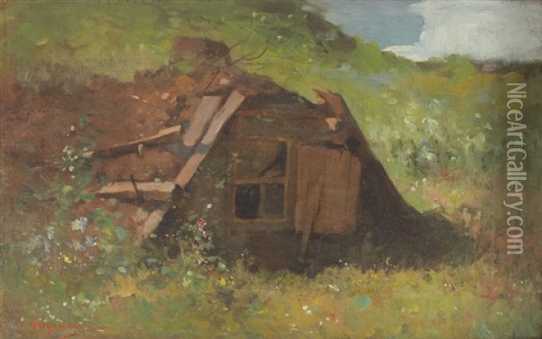 Small House From Plaiu Oil Painting - Nicolae Grigorescu