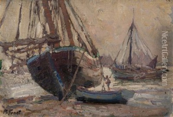 Zweimaster Am Hafen Oil Painting - Martin Frost