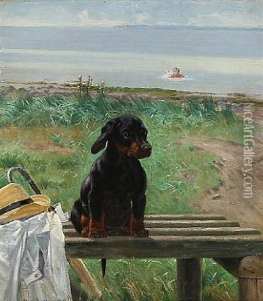 Ved Stranden Oil Painting - Simon Simonsen