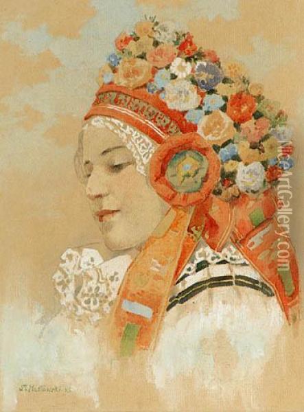 Panna Mloda, [przed ?] 1925 Oil Painting - Stanislaw Maslowski