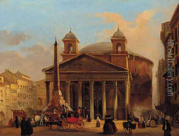 The Pantheon, Rome Oil Painting - Ippolito Caffi