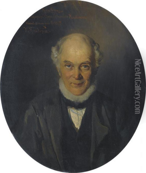 Portrait Of The Artist's Father, Egor Ivanovich Makovsky Oil Painting - Konstantin Egorovich Makovsky