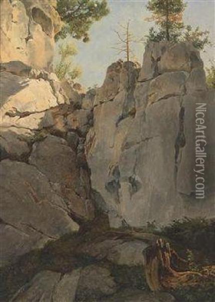 Rocky Valley Oil Painting - Friedrich Gauermann
