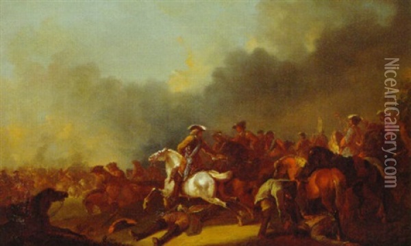 A Cavalry Engagement Oil Painting - Peeter Verdussen