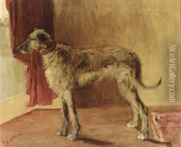 An Irish Wolf Hound Oil Painting - Etty Horton