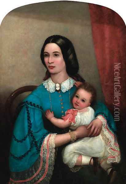 Portrait Of A Mother And Child Oil Painting - Italian School