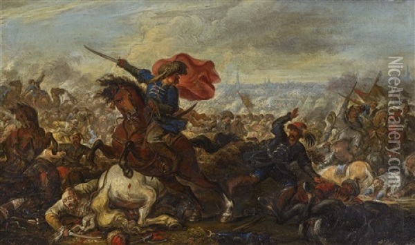 Battle Scene Of The Turkish Wars Oil Painting - Jacques Courtois