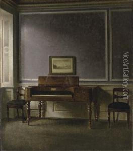 Det Gamle Klaver. Strandgade 30 (the Old Piano. Strandgade 30) Oil Painting - Vilhelm Hammershoi