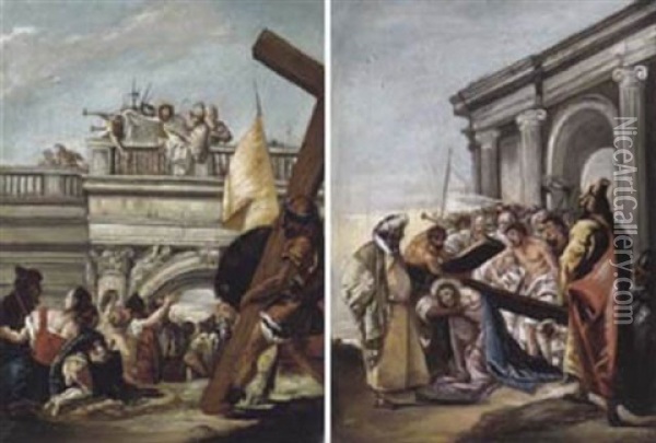 Pilatus Zeigt Christus Dem Volk - Ecce Homo Oil Painting - Lorenzo Baldissera Tiepolo