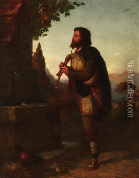Neapolitanischer Schafer Mit Dudelsack Oil Painting - Albert Conrad