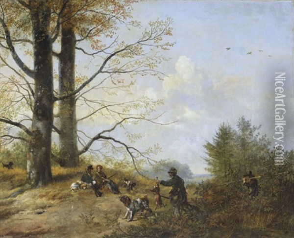 Rast Nach Der Jagd Oil Painting - Pieter Gerardus Van Os
