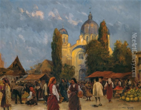 Markt In Sofia Oil Painting - Max Friedrich Rabes