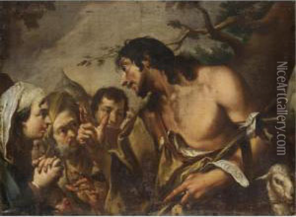 La Predica Del Battista Oil Painting - Giovanni Battista Pittoni the younger