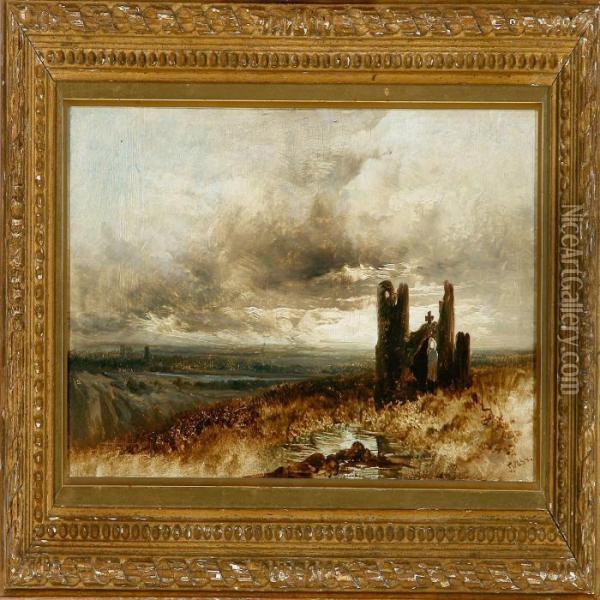 Landscape With A Ruin Oil Painting - James Webb