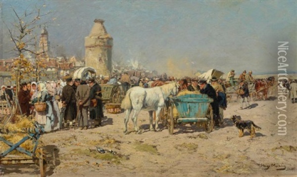 Hessenmarkt Bei Alsfeld Oil Painting - Hugo Muehlig