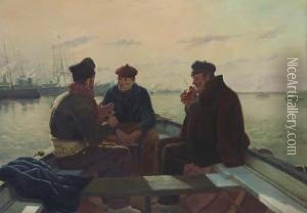 The Boatmen Of Barcelona Oil Painting - Dionis Verdaguer Baixeras