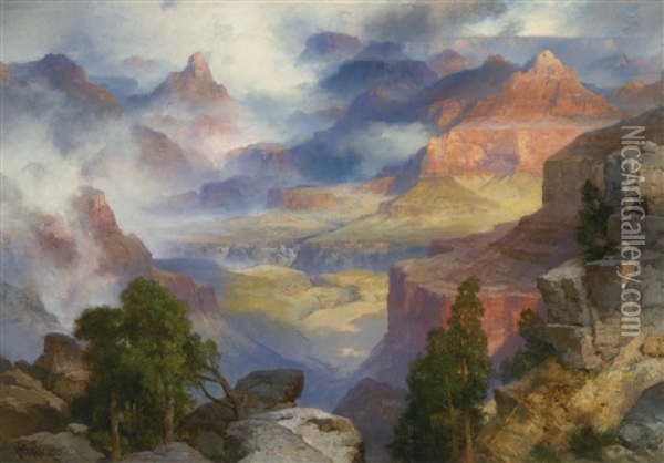 Grand Canyon In Mist Oil Painting - Thomas Moran