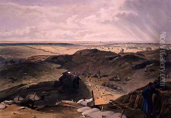 Ditch of the Malakoff, plate from The Seat of War in the East, pub. by Paul and Dominic Colnaghi and Co., 1856 Oil Painting - William Simpson