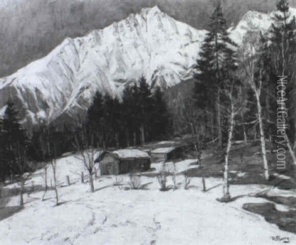Gebirgslandschaft Im Winter Oil Painting - Robert Franz Curry