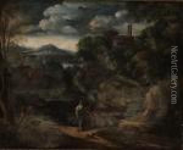 Antikiserande Landskap Med Figurer Oil Painting - Gaspard Dughet Poussin