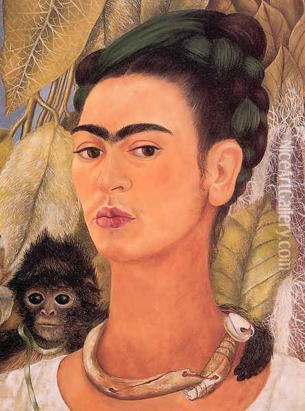 Self Portrait with Monkey Oil Painting - Frida Kahlo