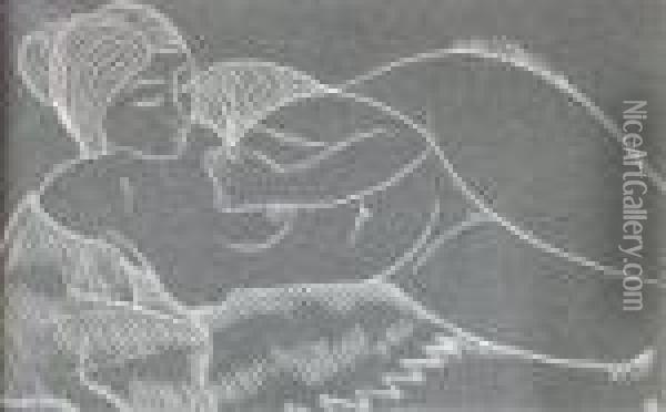 Reclining Nude Oil Painting - Eric Gill