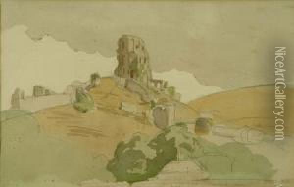 View Of Corfe Oil Painting - Dugald Sutherland Mccoll